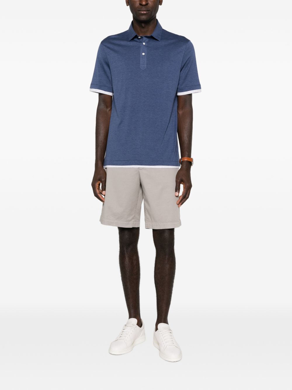 Brunello Cucinelli Men Silk And Cotton Polo Shirt BRUNELLO CUCINELLI