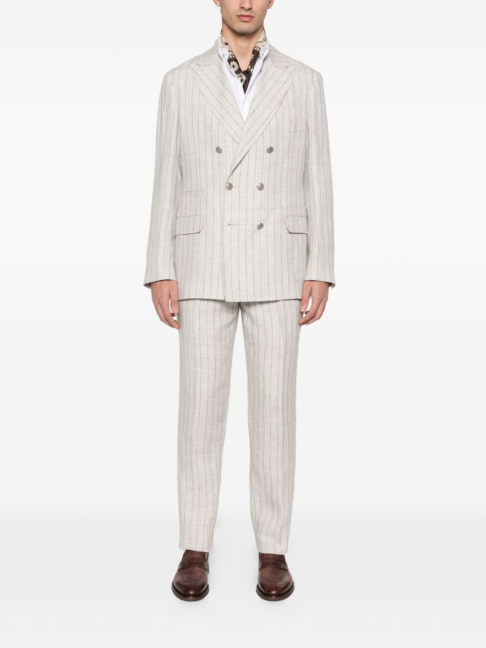 Brunello Cucinelli Men Linen Double-Breasted Suit