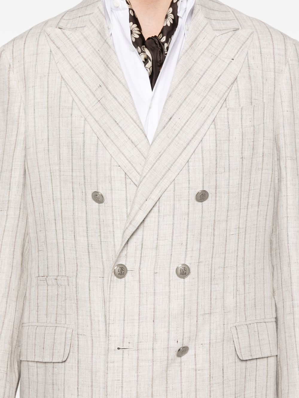 Brunello Cucinelli Men Linen Double-Breasted Suit