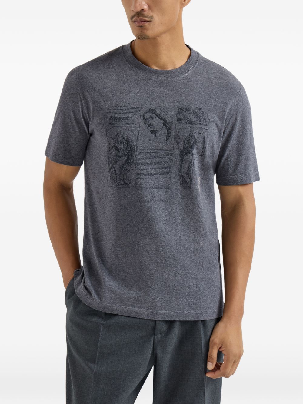 Brunello Cucinelli Men Printed Cotton T-Shirt BRUNELLO CUCINELLI