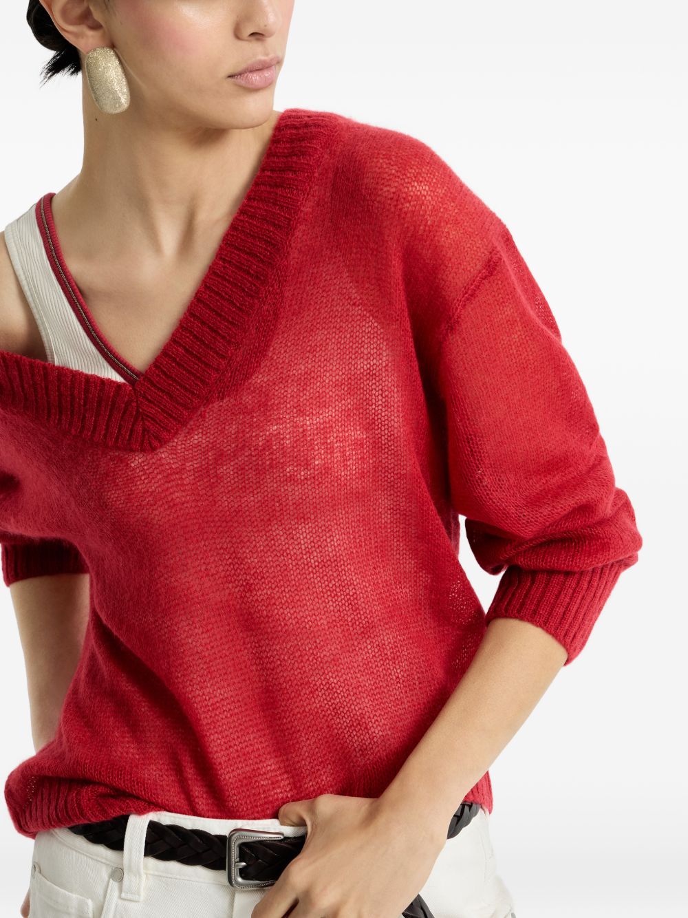 Brunello Cucinelli Women Wool V-Necked Jumper BRUNELLO CUCINELLI