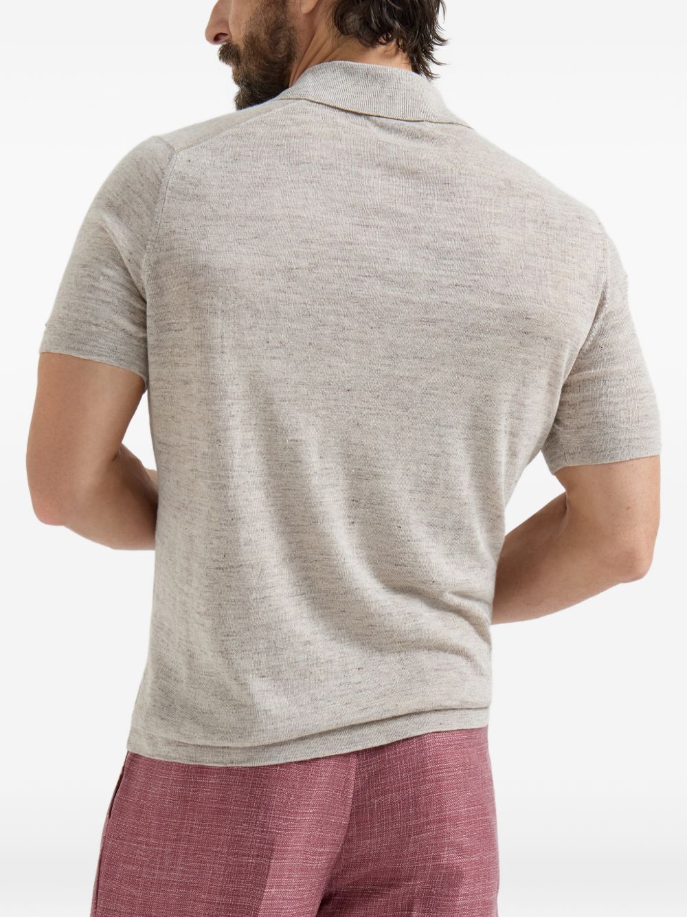 Brunello Cucinelli Men Linen And Cotton Blend Polo Shirt BRUNELLO CUCINELLI