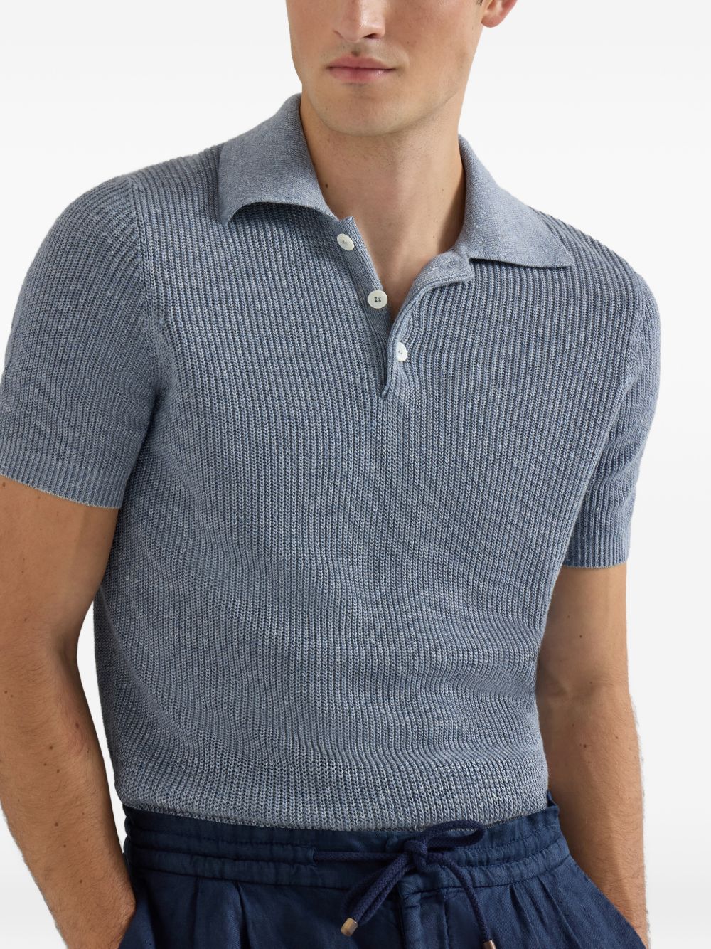Brunello Cucinelli Men Linen Polo Shirt BRUNELLO CUCINELLI