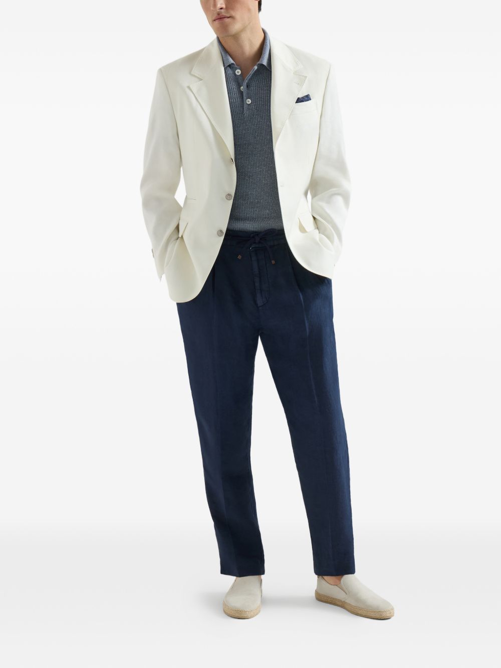 Brunello Cucinelli Men Linen Polo Shirt BRUNELLO CUCINELLI