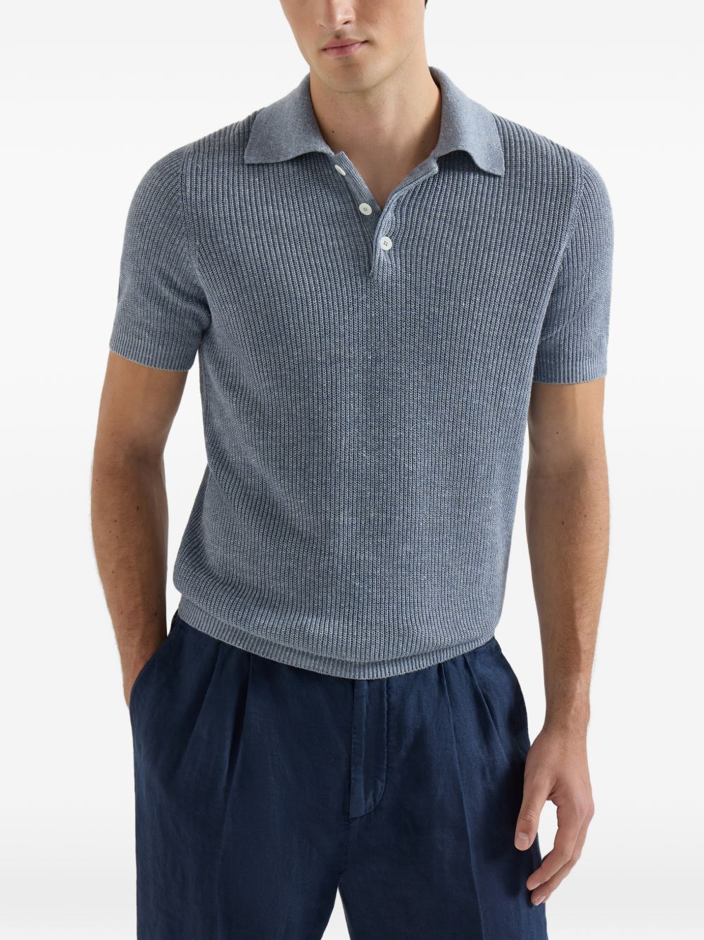 Brunello Cucinelli Men Linen Polo Shirt BRUNELLO CUCINELLI
