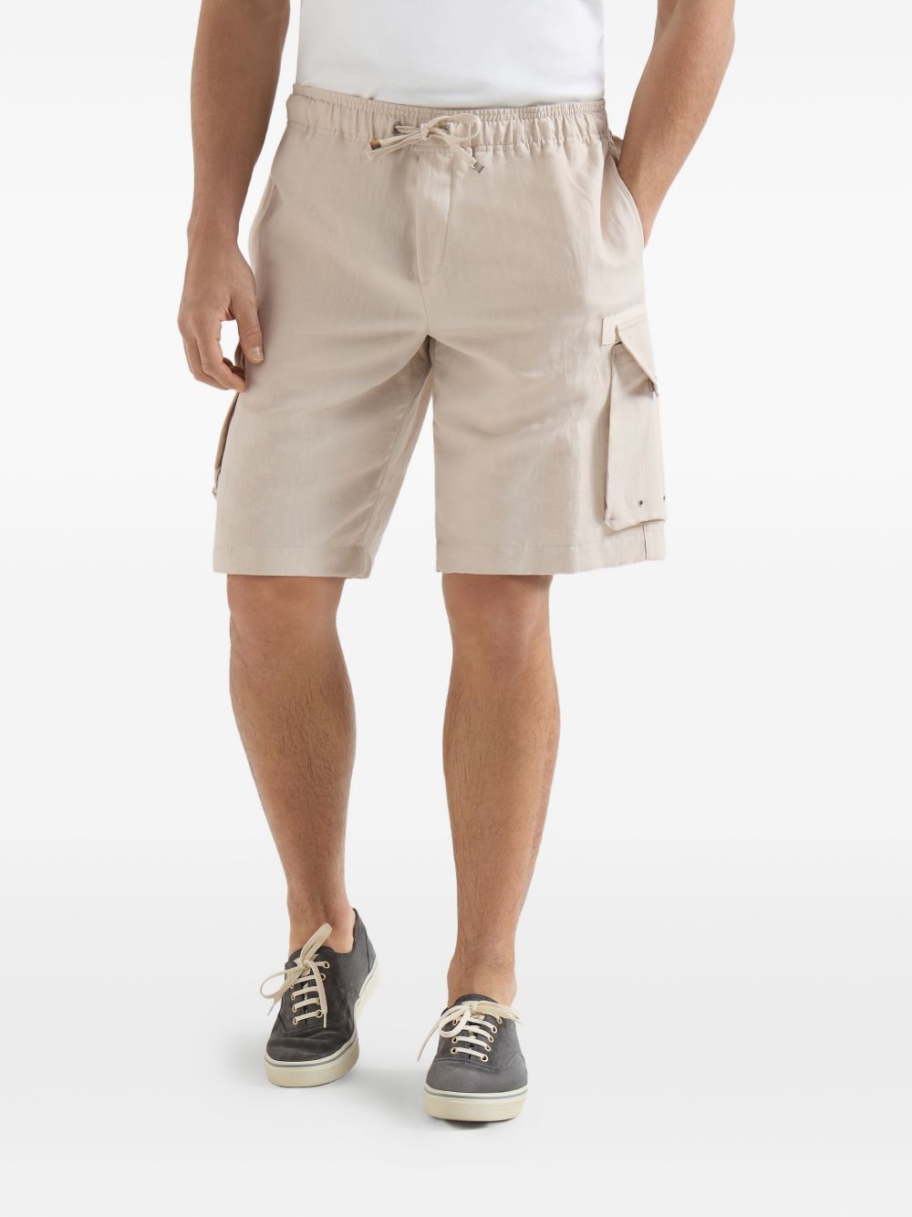Brunello Cucinelli Men Linen Cargo Shorts BRUNELLO CUCINELLI