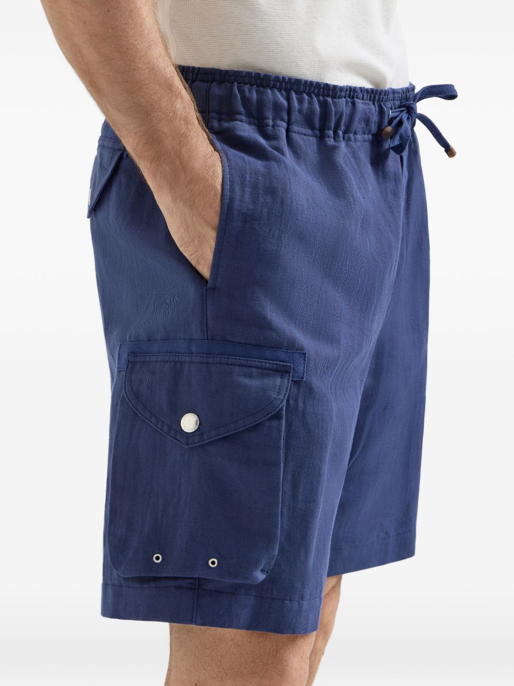 Brunello Cucinelli Men Linen Cargo Shorts