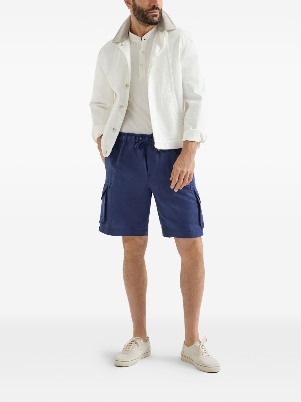 Brunello Cucinelli Men Linen Cargo Shorts