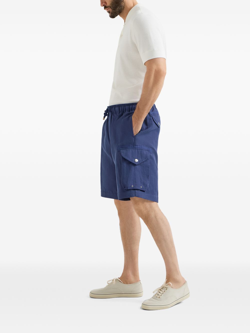 Brunello Cucinelli Men Linen Cargo Shorts