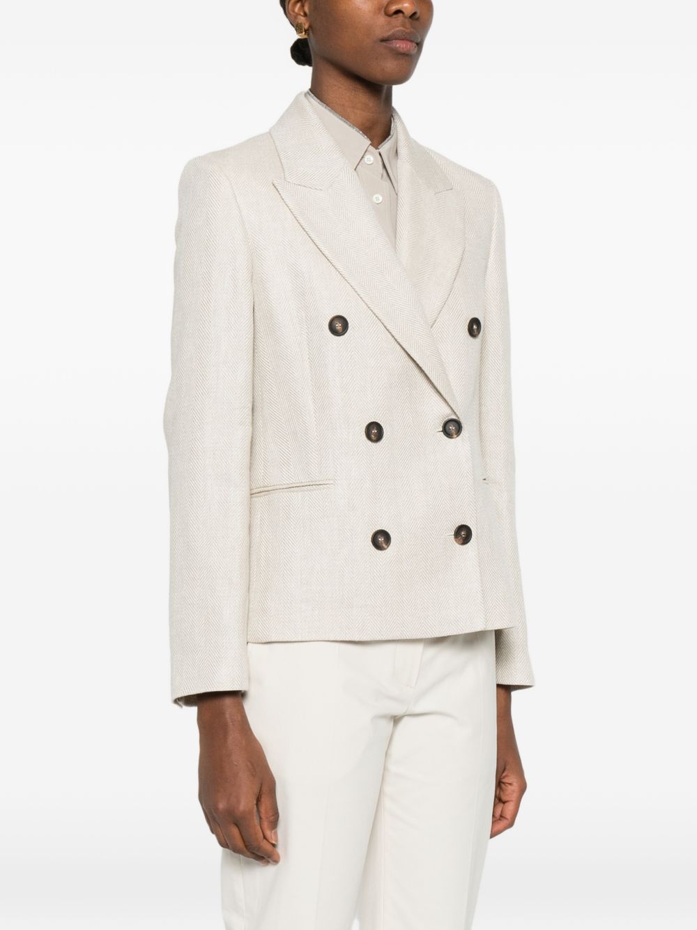 Brunello Cucinelli Women Linen Double-Breasted Jacket BRUNELLO CUCINELLI