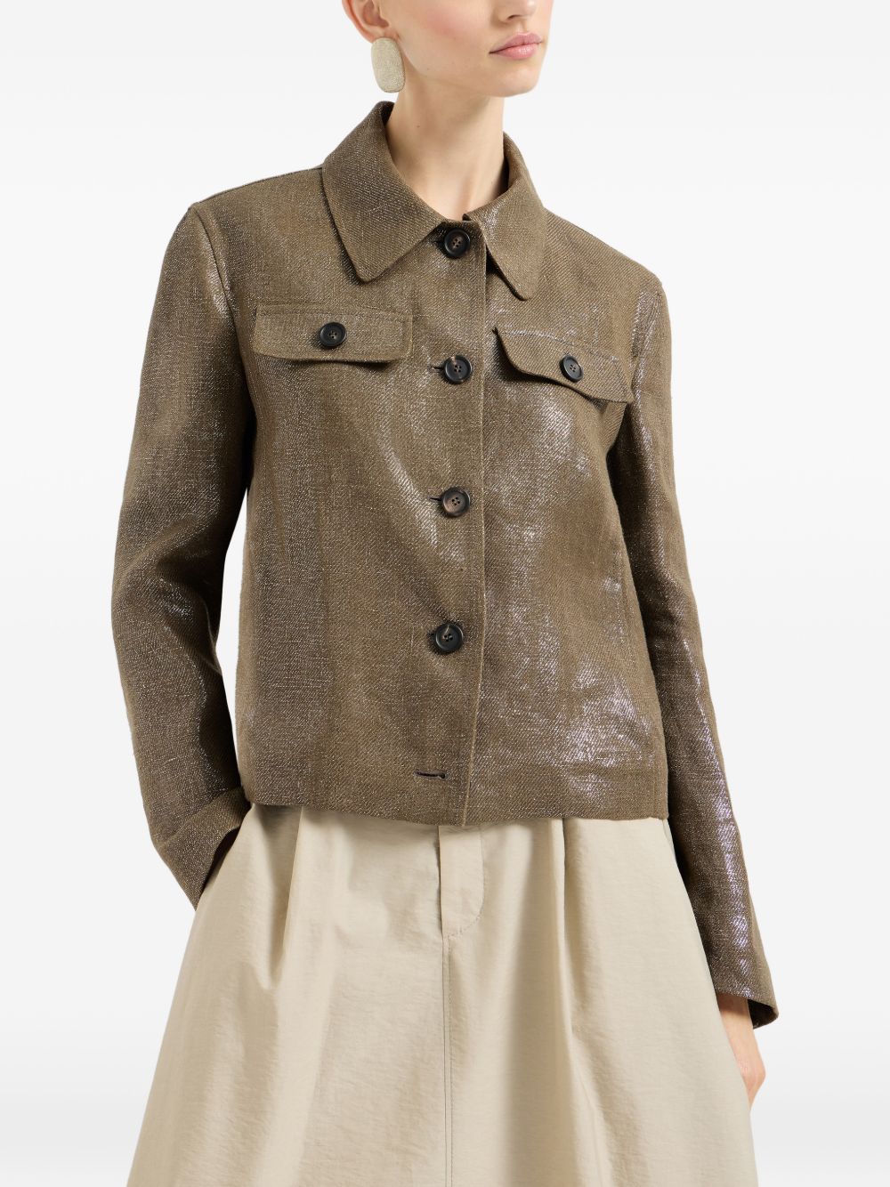 Brunello Cucinelli Women Linen Cropped Jacket BRUNELLO CUCINELLI