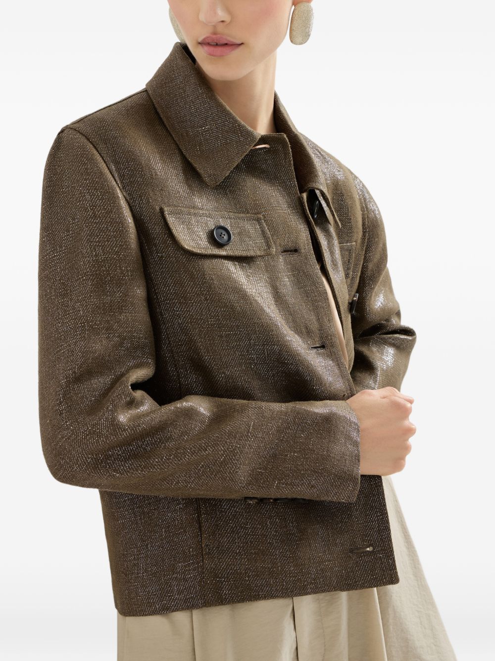 Brunello Cucinelli Women Linen Cropped Jacket BRUNELLO CUCINELLI