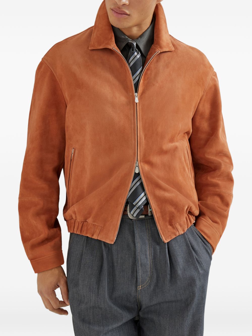 Brunello Cucinelli Men Suede Leather Jacket BRUNELLO CUCINELLI
