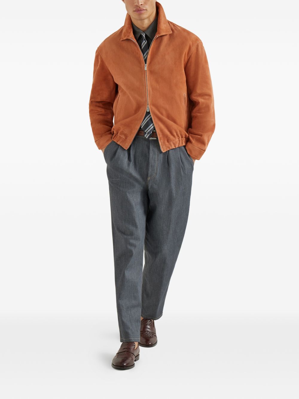 Brunello Cucinelli Men Suede Leather Jacket BRUNELLO CUCINELLI