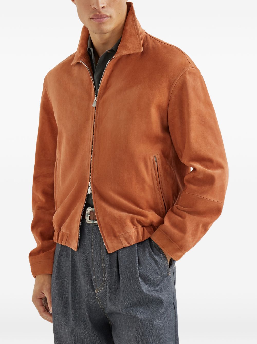 Brunello Cucinelli Men Suede Leather Jacket BRUNELLO CUCINELLI