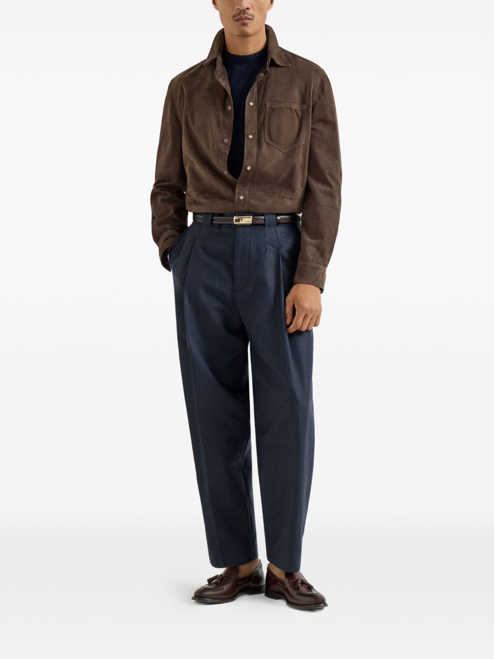 Brunello Cucinelli Men Leather Shirt BRUNELLO CUCINELLI