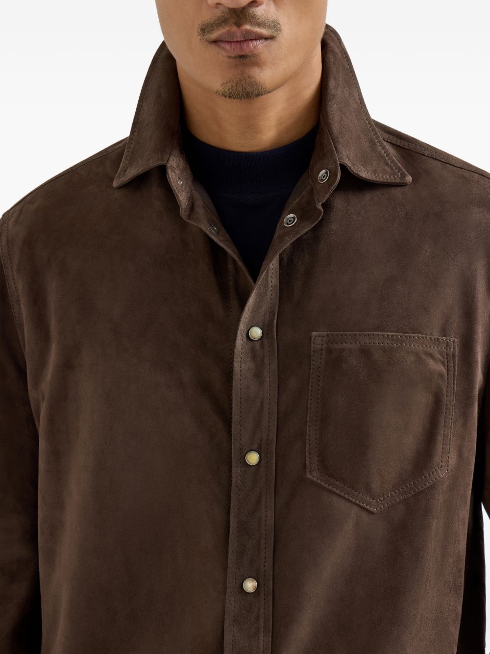 Brunello Cucinelli Men Leather Shirt BRUNELLO CUCINELLI