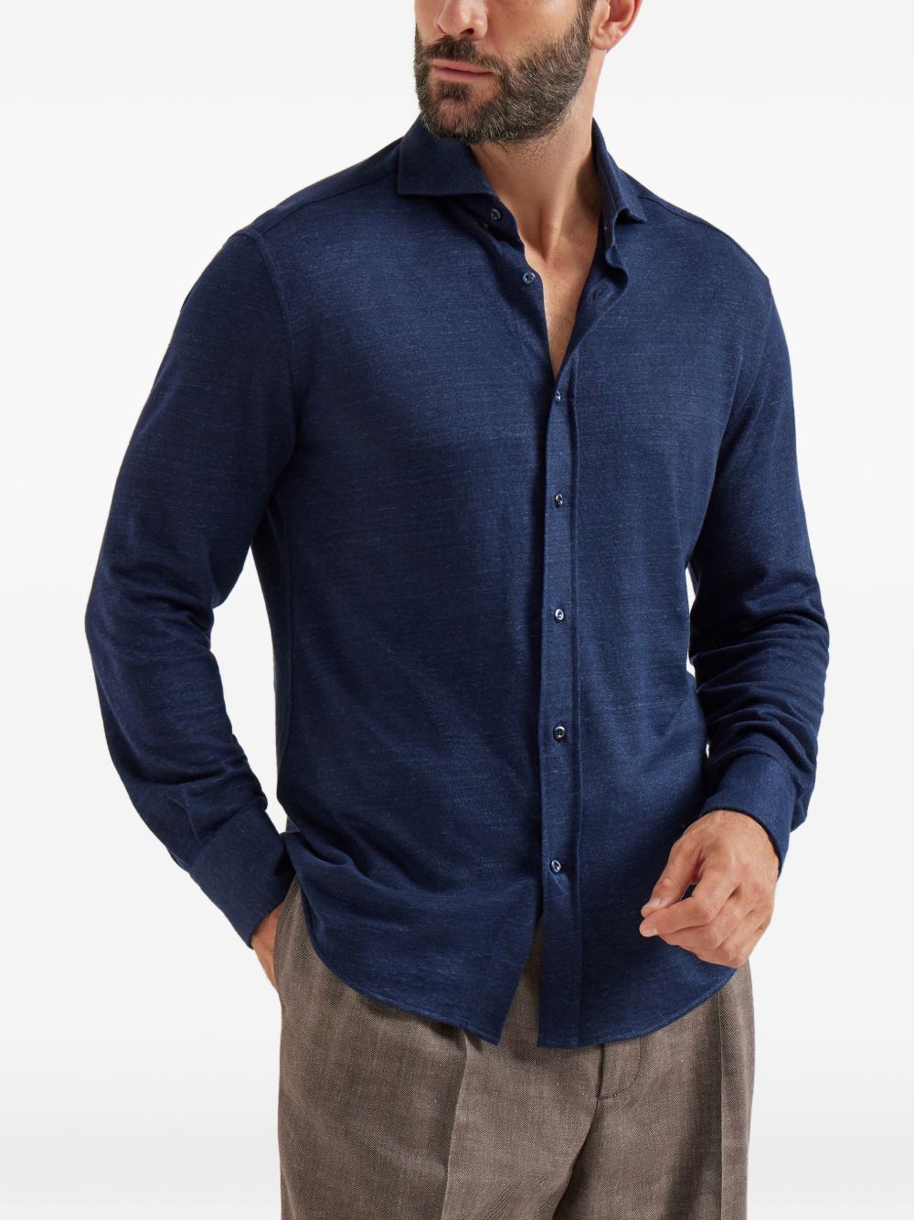 Brunello Cucinelli Men Linen And Cotton Blend Shirt BRUNELLO CUCINELLI
