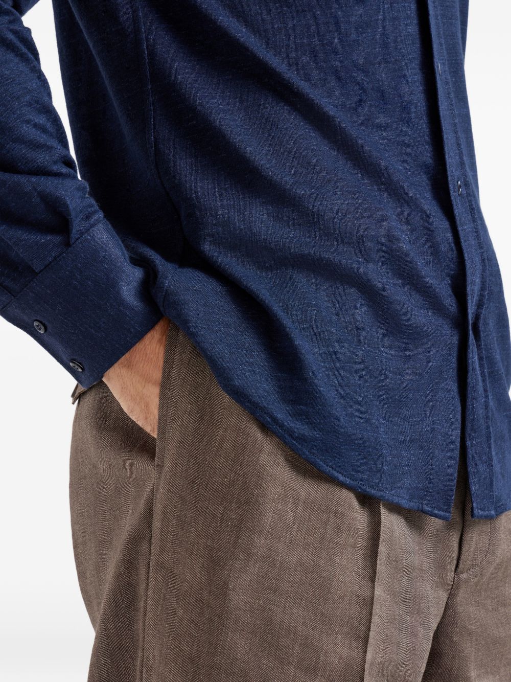 Brunello Cucinelli Men Linen And Cotton Blend Shirt BRUNELLO CUCINELLI