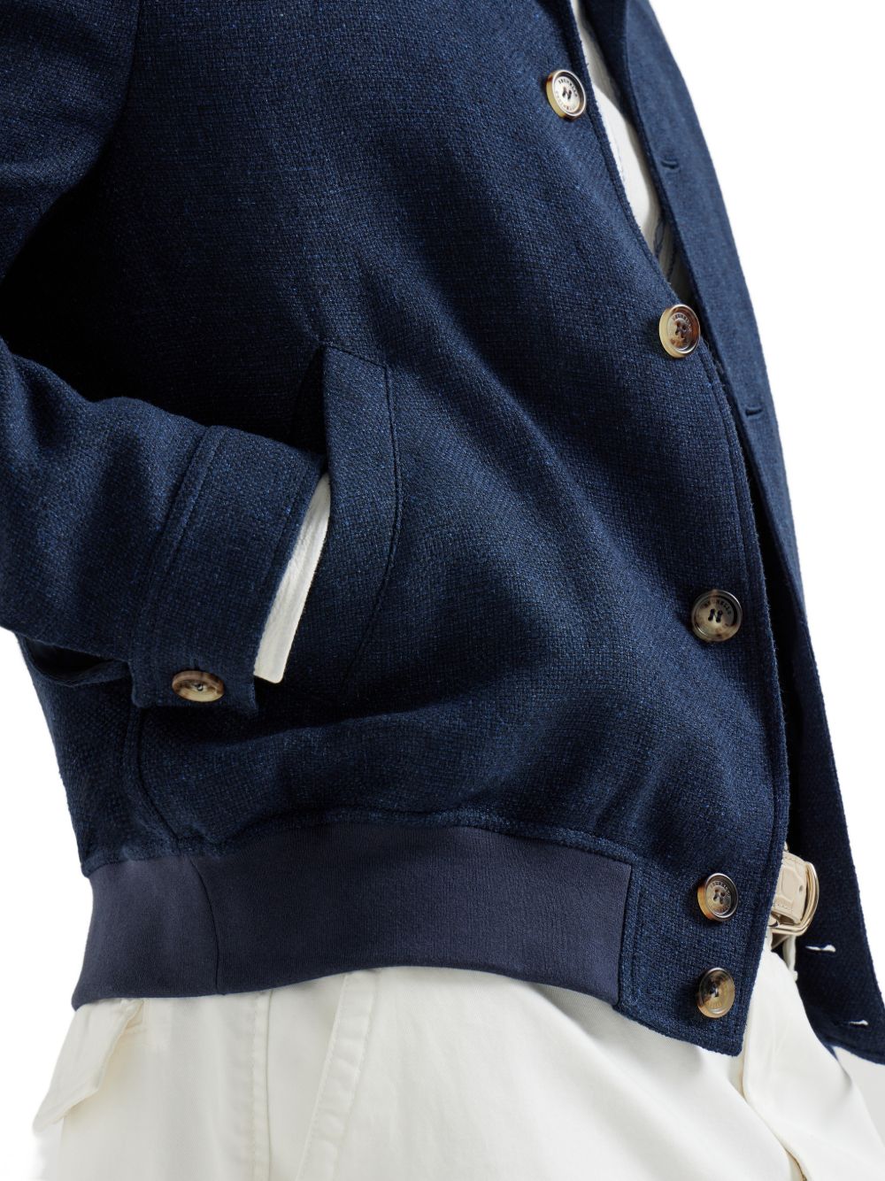 Brunello Cucinelli Men Linen And Silk Blend Blouson Jacket BRUNELLO CUCINELLI