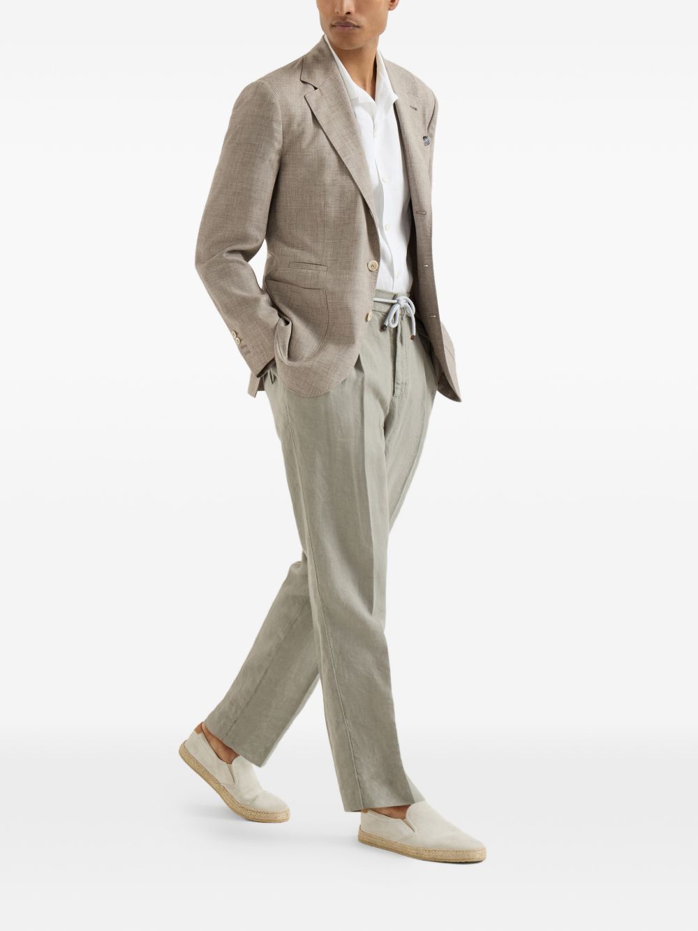 Brunello Cucinelli Men Linen And Silk Single-Breasted Jacket BRUNELLO CUCINELLI