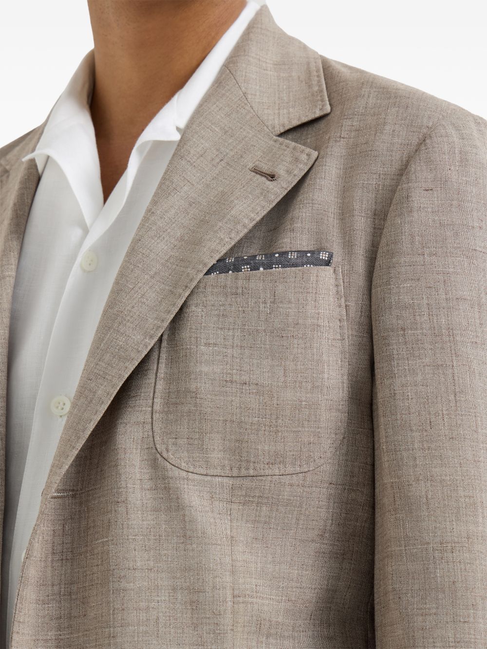 Brunello Cucinelli Men Linen And Silk Single-Breasted Jacket BRUNELLO CUCINELLI