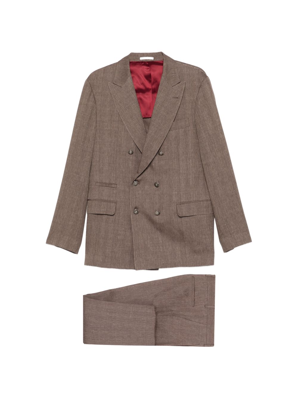 Brunello Cucinelli Men Wool And Linen Double-Breasted Suit