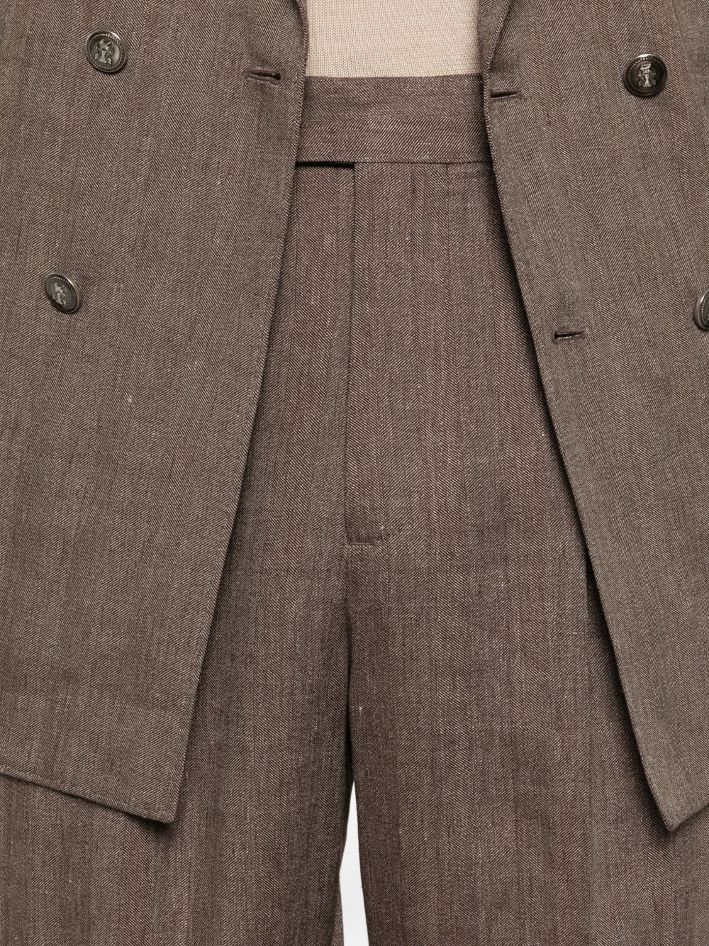 Brunello Cucinelli Men Wool And Linen Double-Breasted Suit