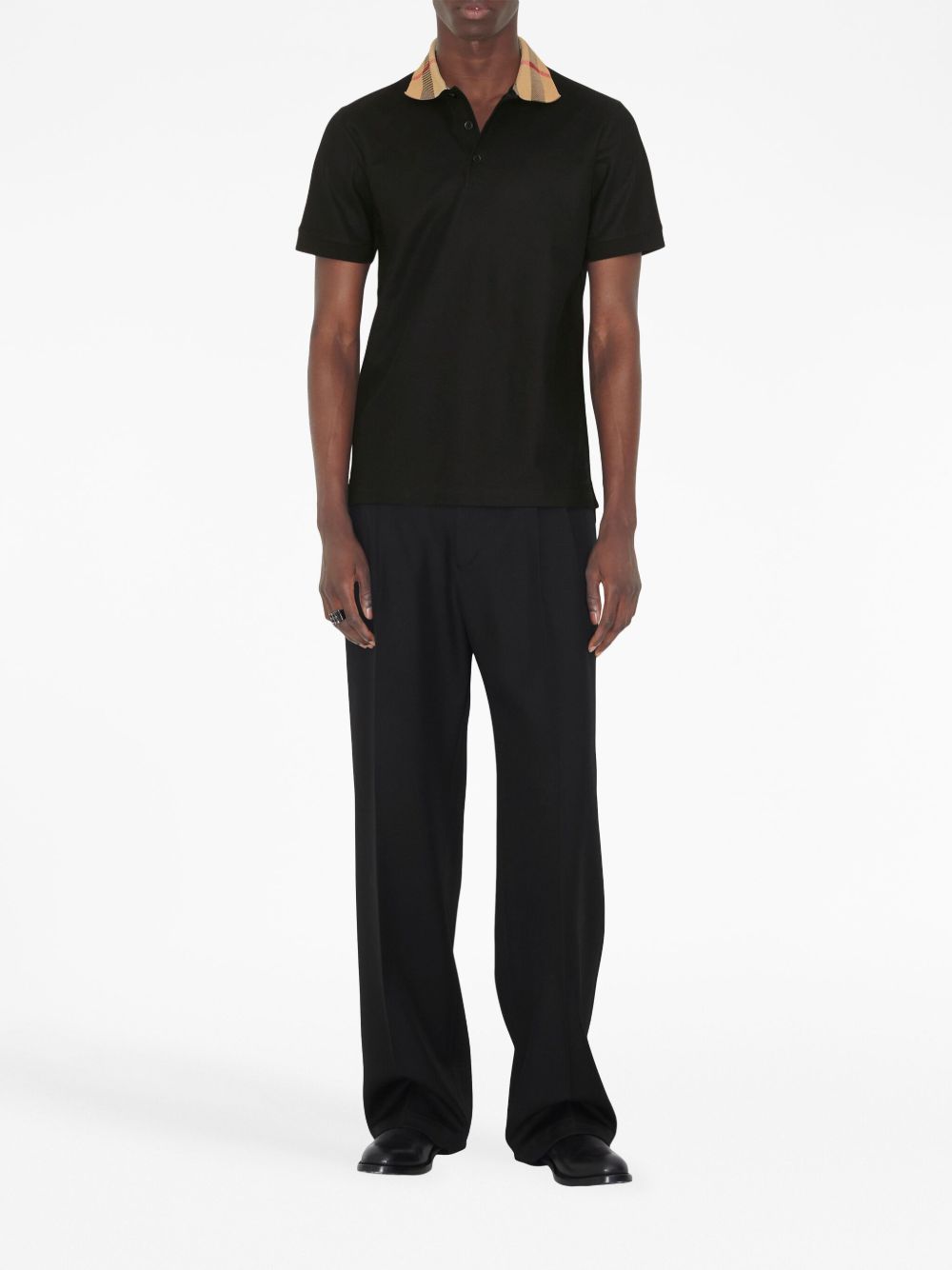 Burberry Men Check Collar Cotton Polo Shirt BURBERRY