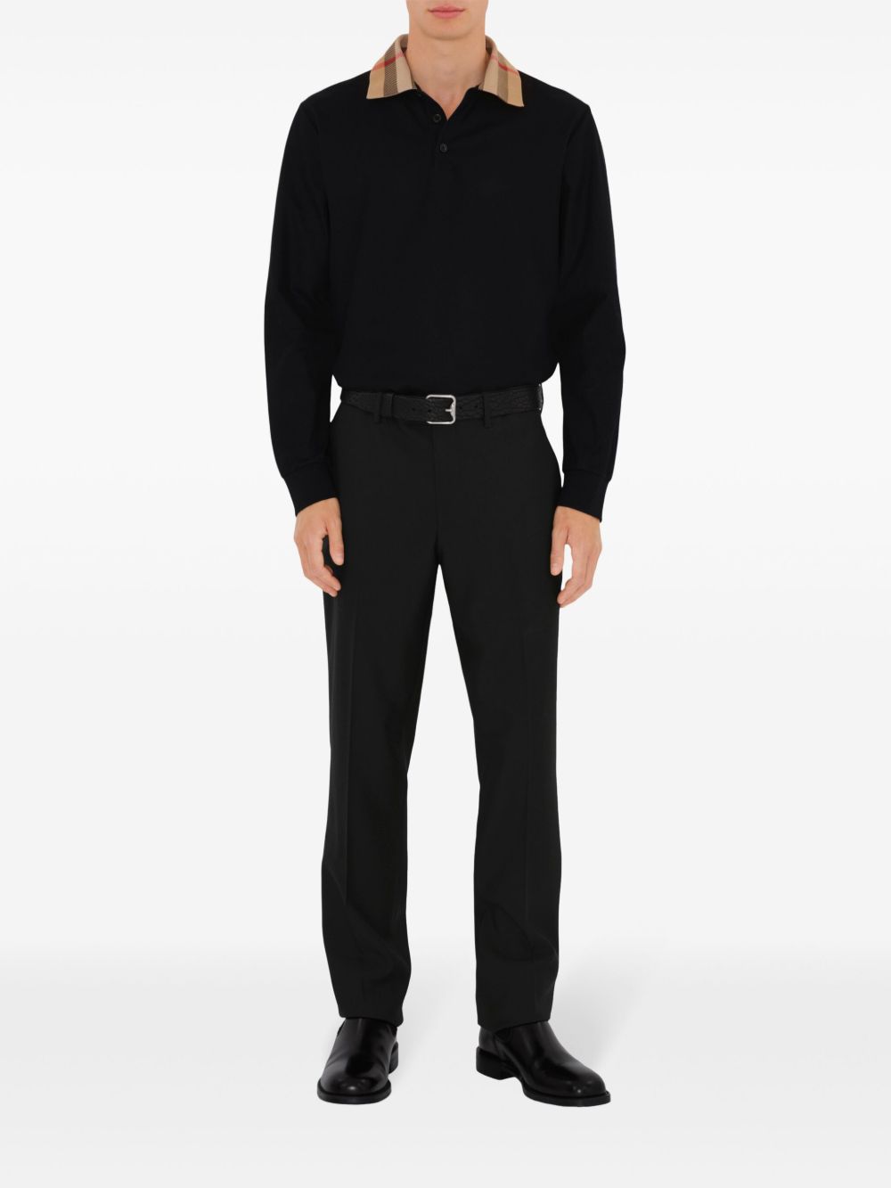 Burberry Men Check Collar Cotton Polo Shirt BURBERRY