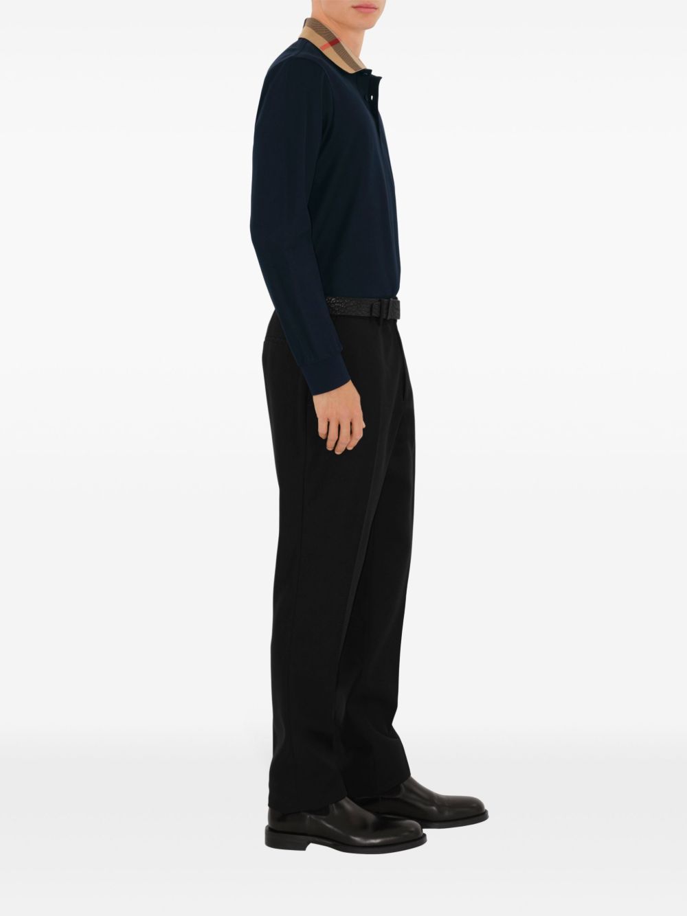 Burberry Men Check Collar Cotton Polo Shirt BURBERRY