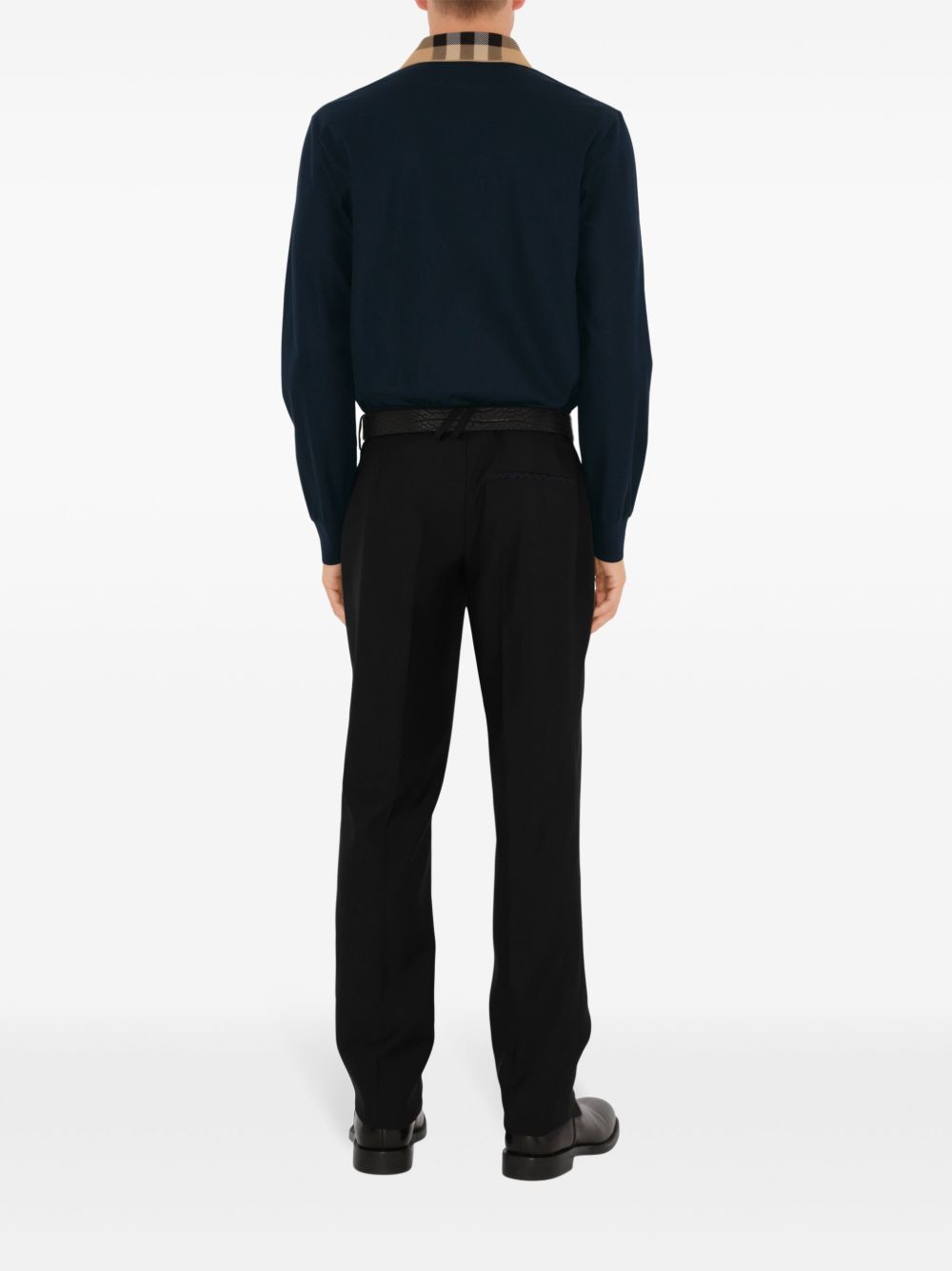 Burberry Men Check Collar Cotton Polo Shirt BURBERRY