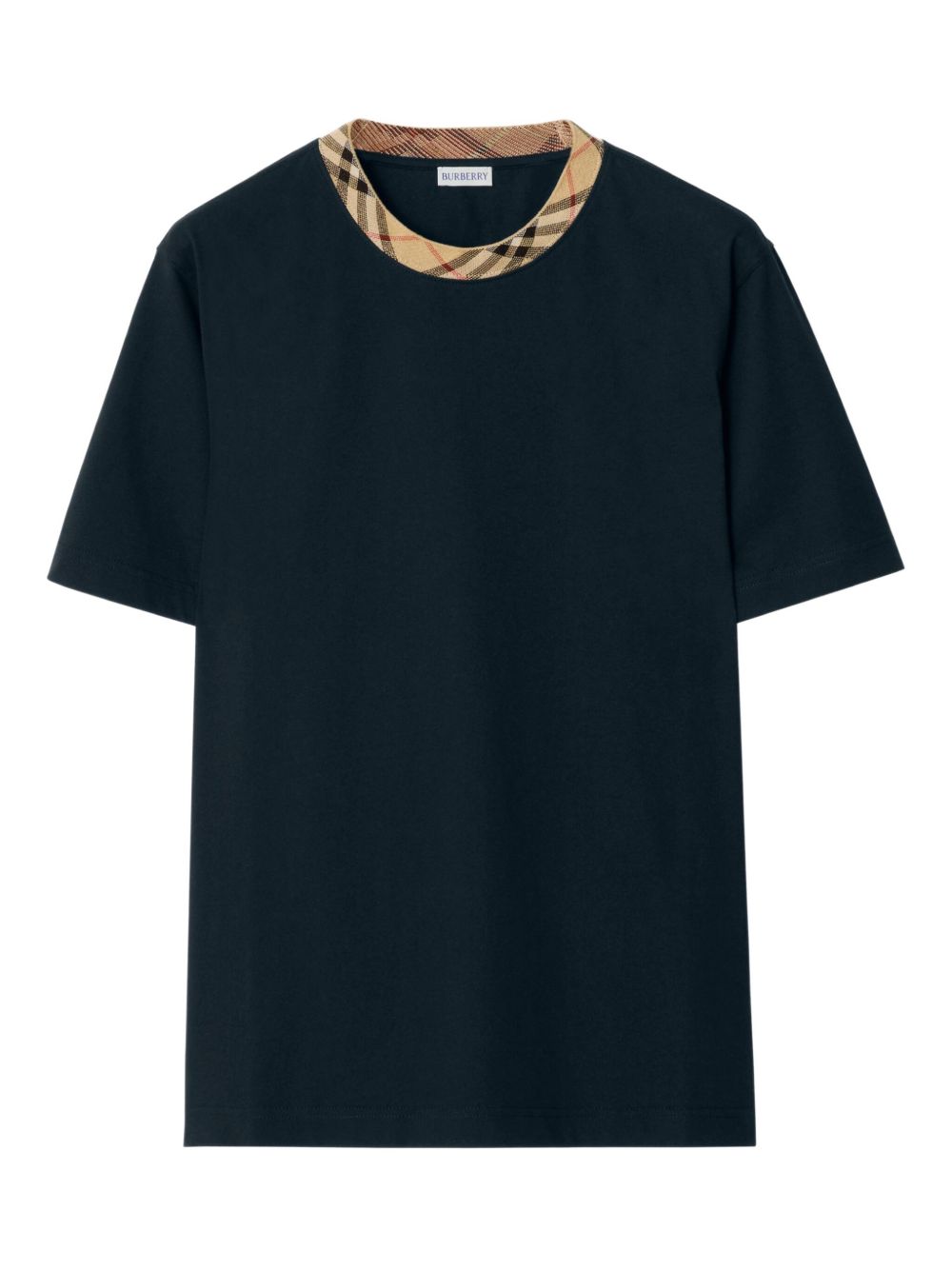 Burberry Men Check Motif Cotton T-Shirt BURBERRY