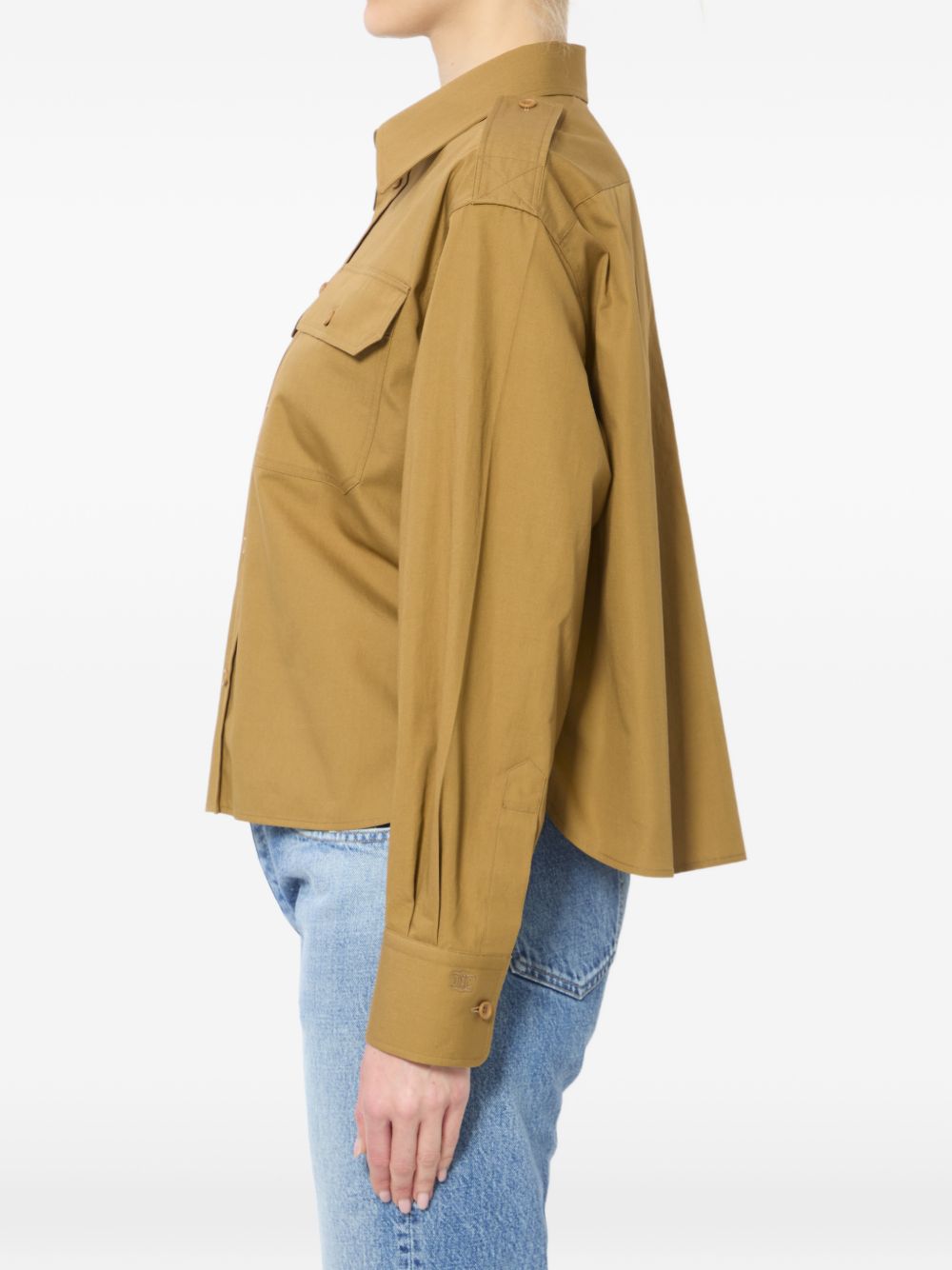 Celine Women Cotton And Linen Cropped Shirt CELINE