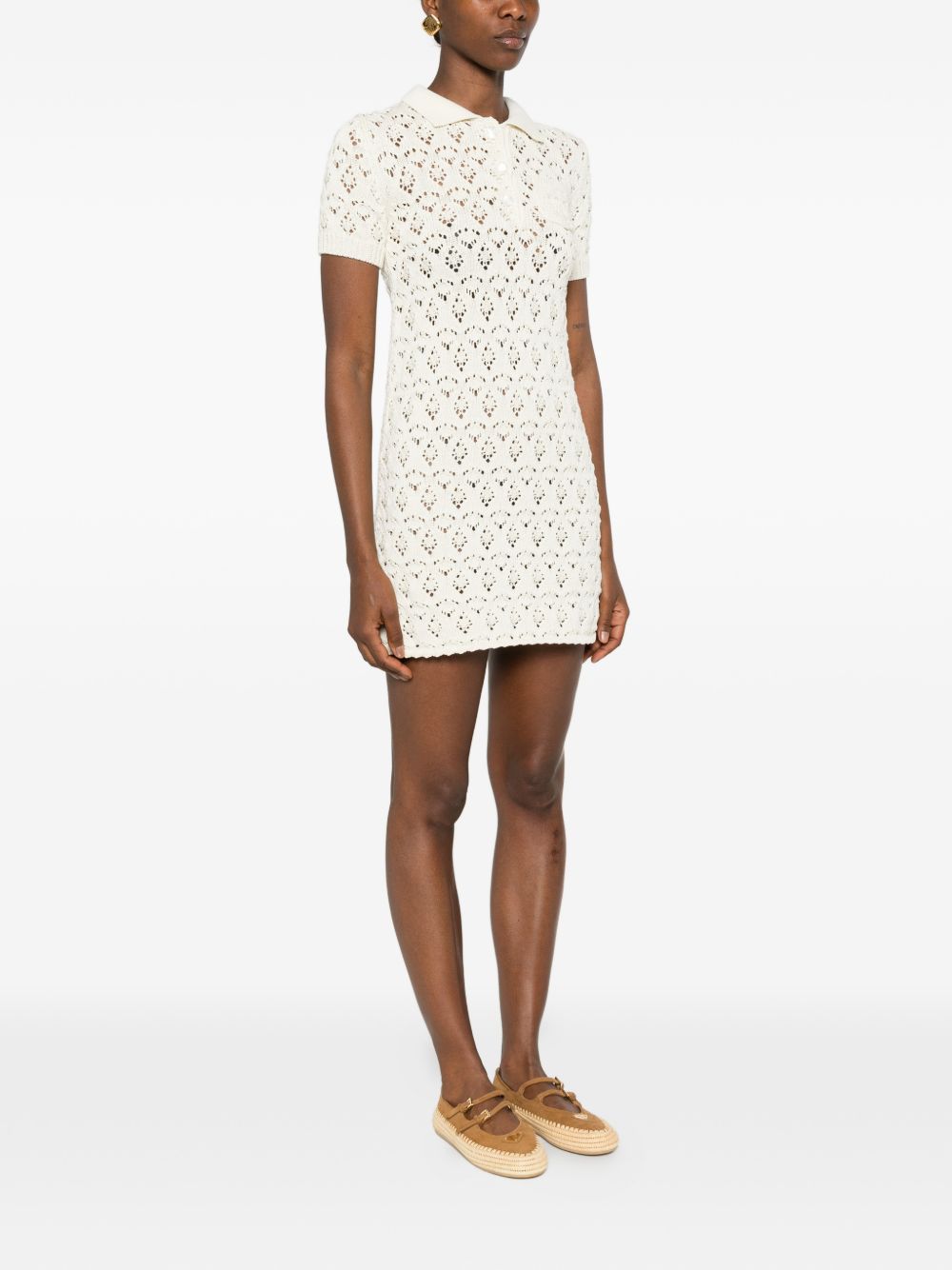 Celine Women Pointelle Cotton Polo Dress CELINE