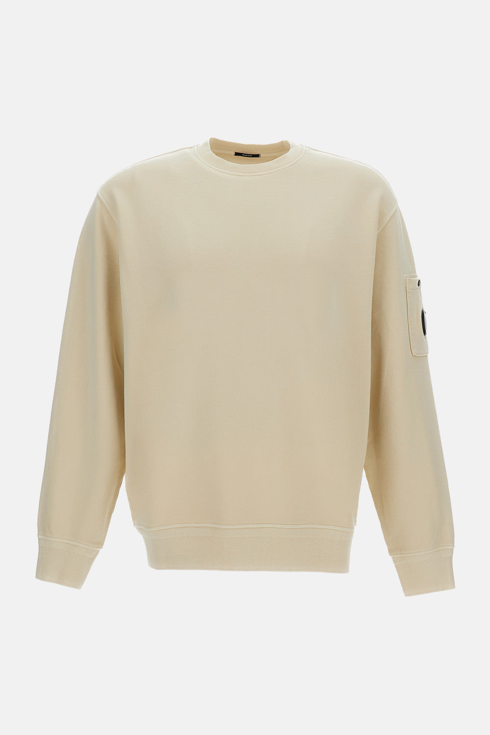 C.P. Company Men Cotton Diagonal Fleece Crewneck Lens Sweatshirt
