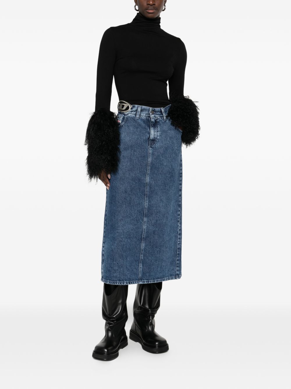 Diesel Women Denim Midi Skirt DIESEL
