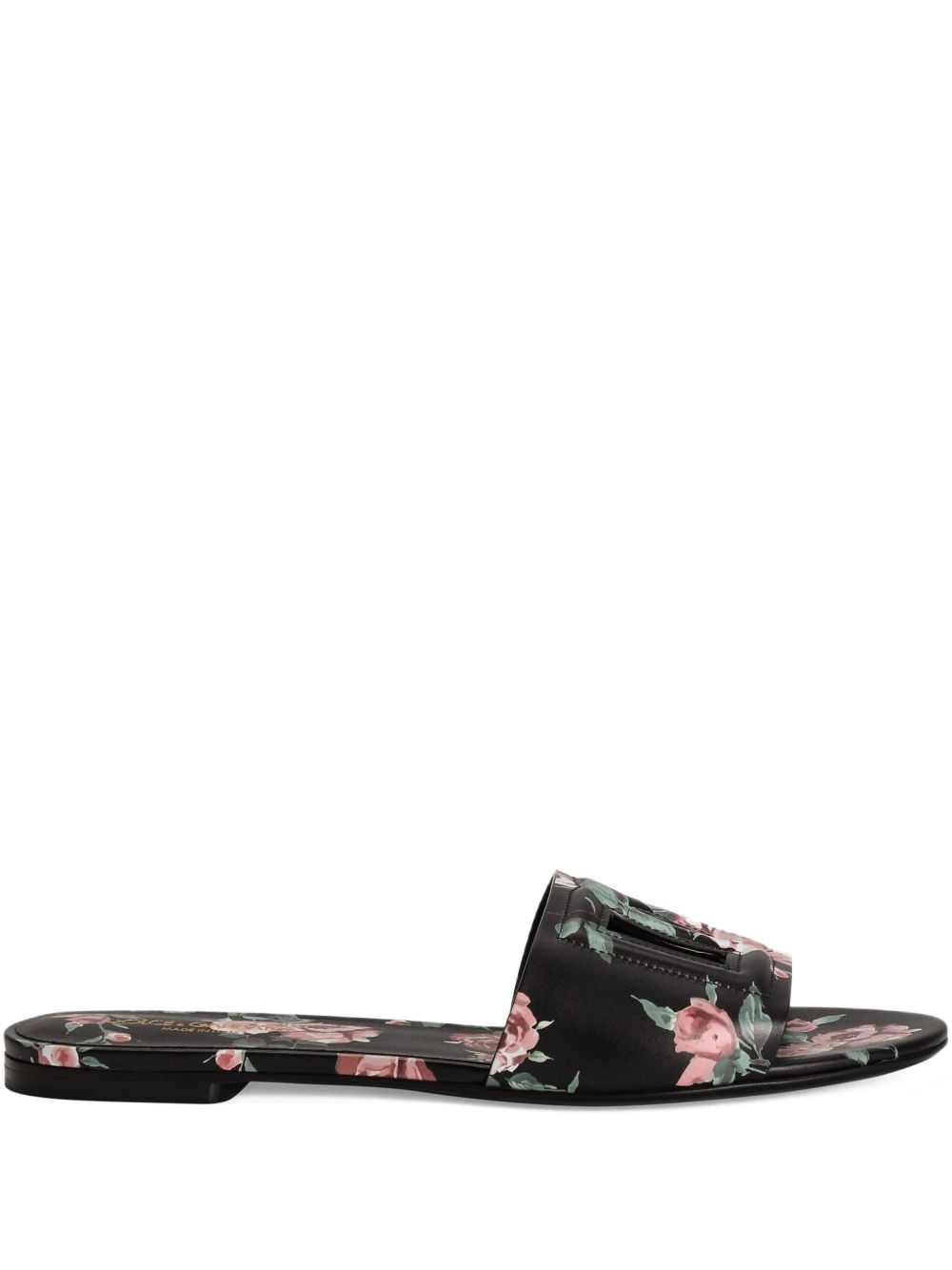Dolce & Gabbana Women Dg Logo Leather Flat Sandals DOLCE & GABBANA