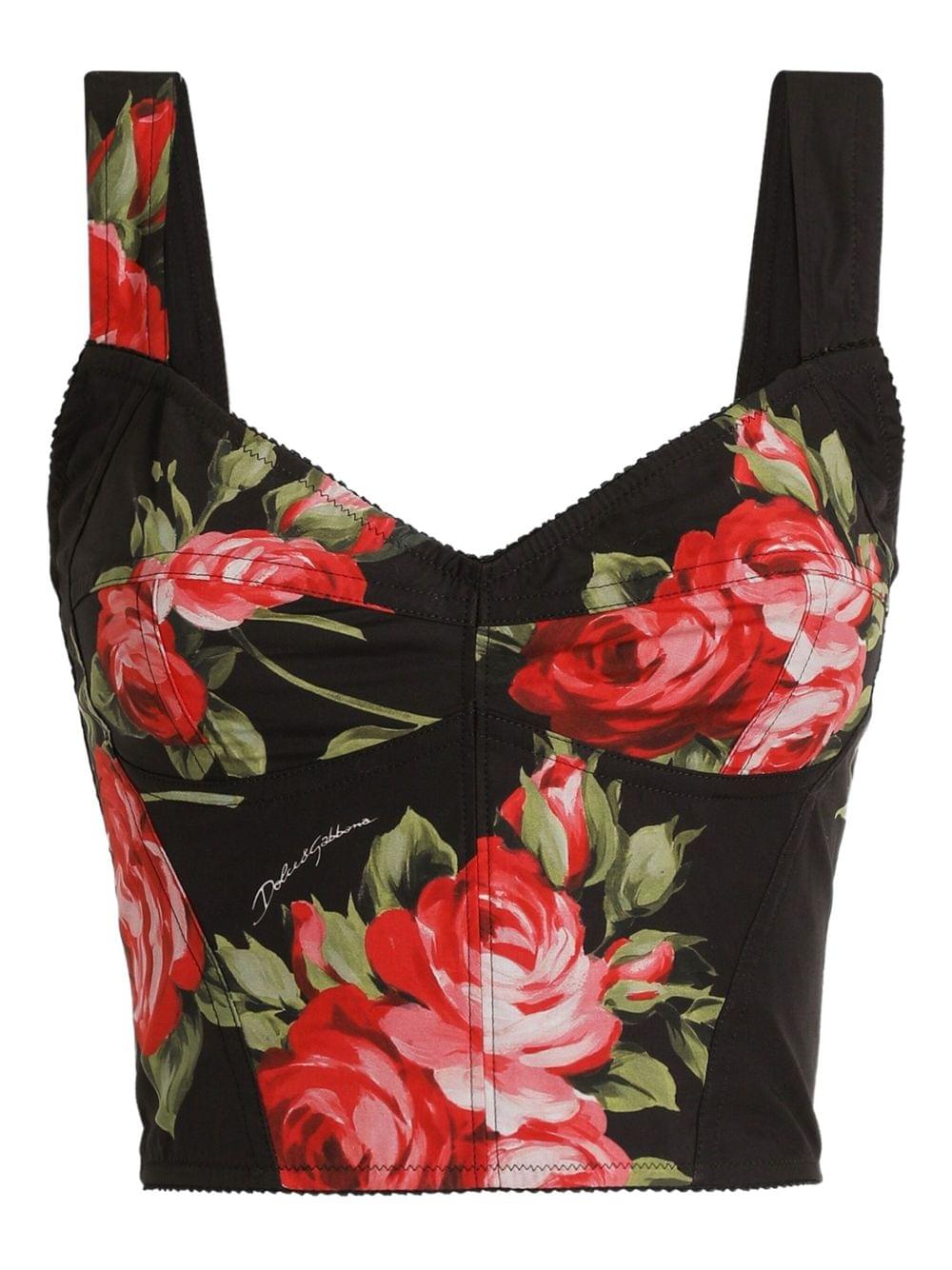Dolce & Gabbana Women Rose Bouquet Print Bustier Top DOLCE & GABBANA
