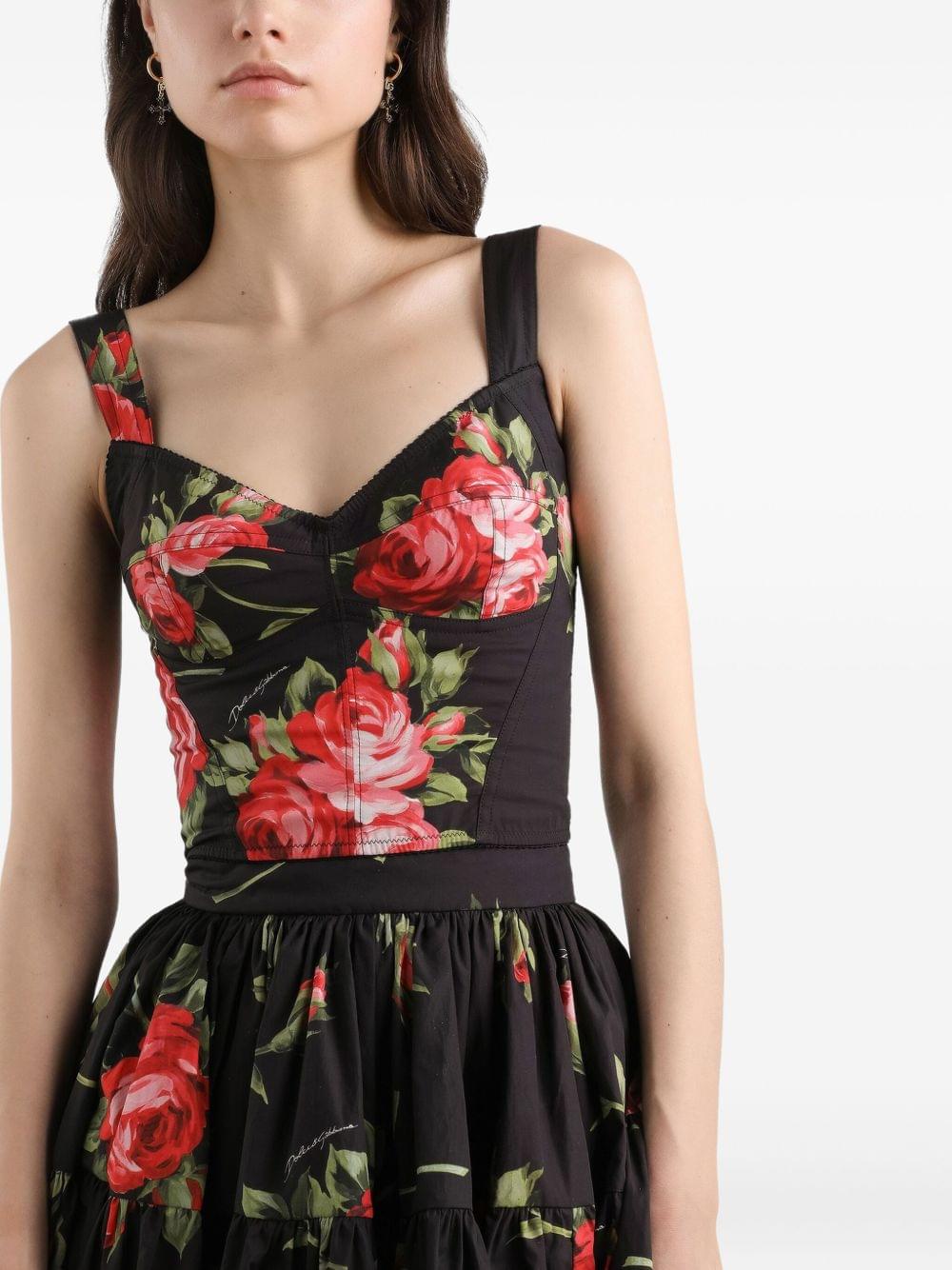 Dolce & Gabbana Women Rose Bouquet Print Bustier Top DOLCE & GABBANA