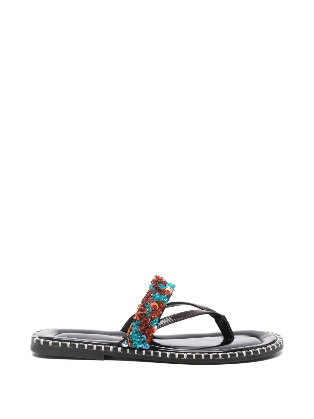 Dries Van Noten Women Embroidered Leather Thong Sandals