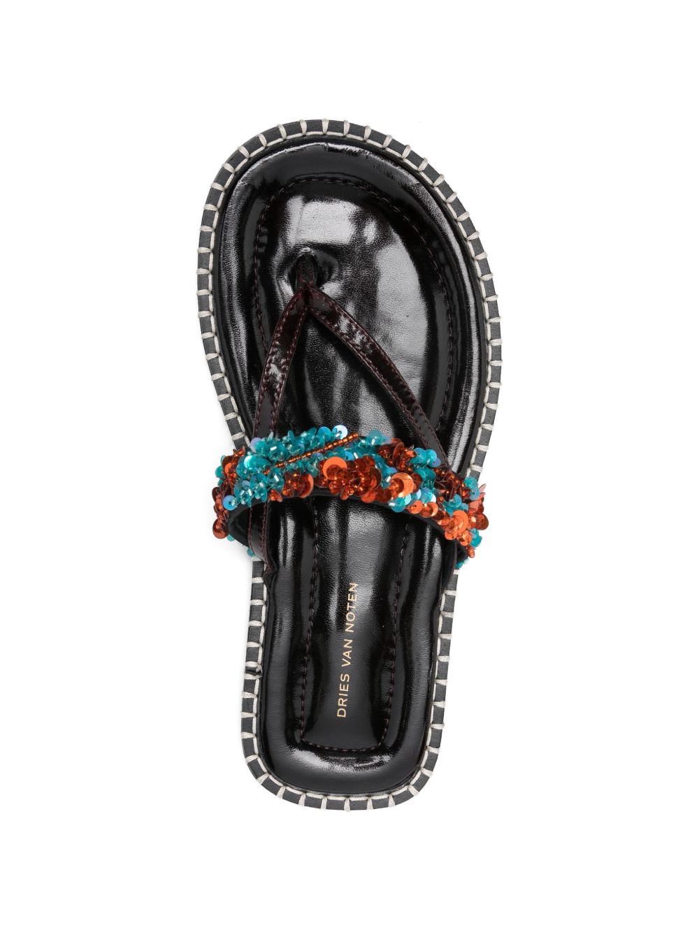 Dries Van Noten Women Embroidered Leather Thong Sandals