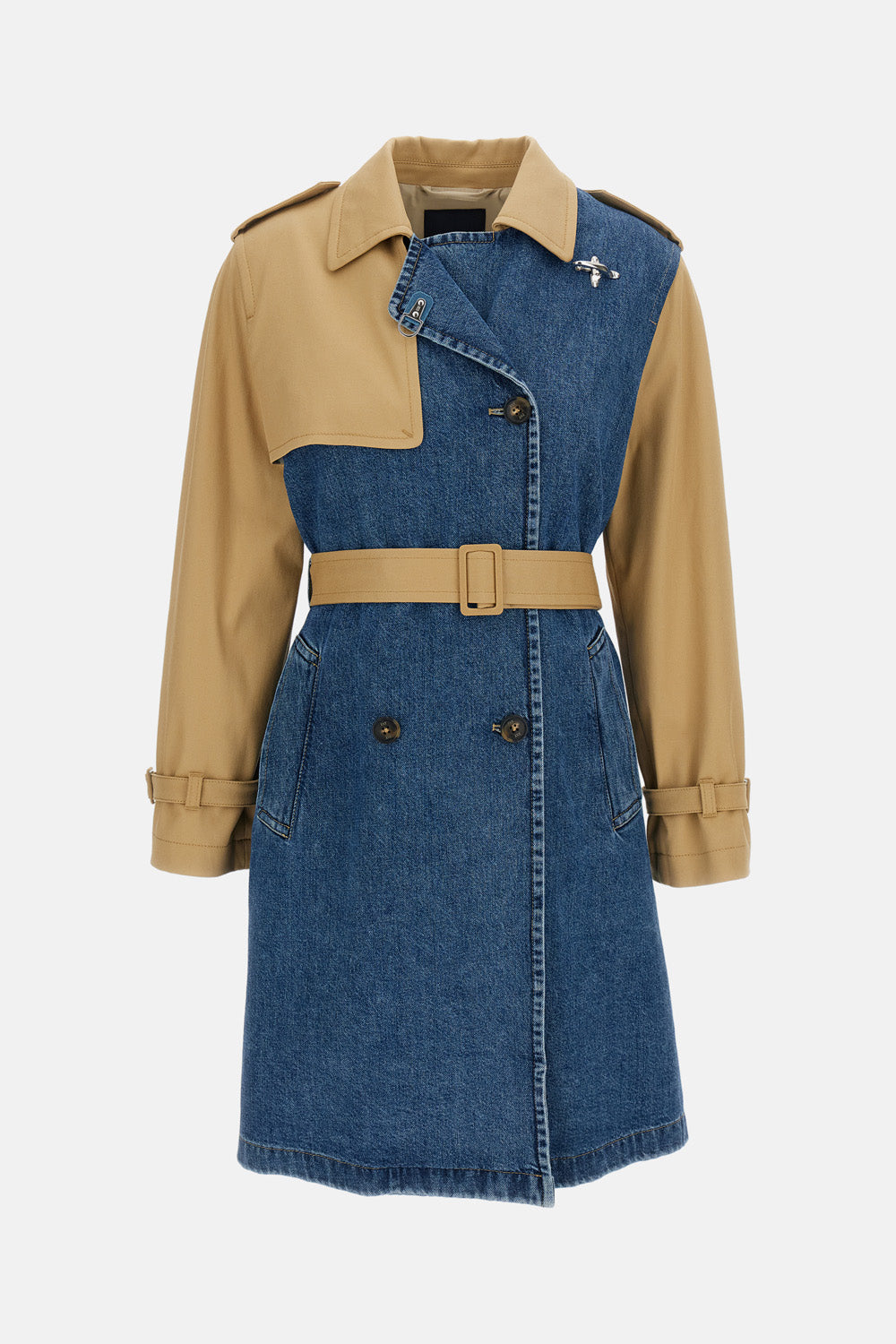 Fay Women Cotton Drill And Denim Trench Coat FAY