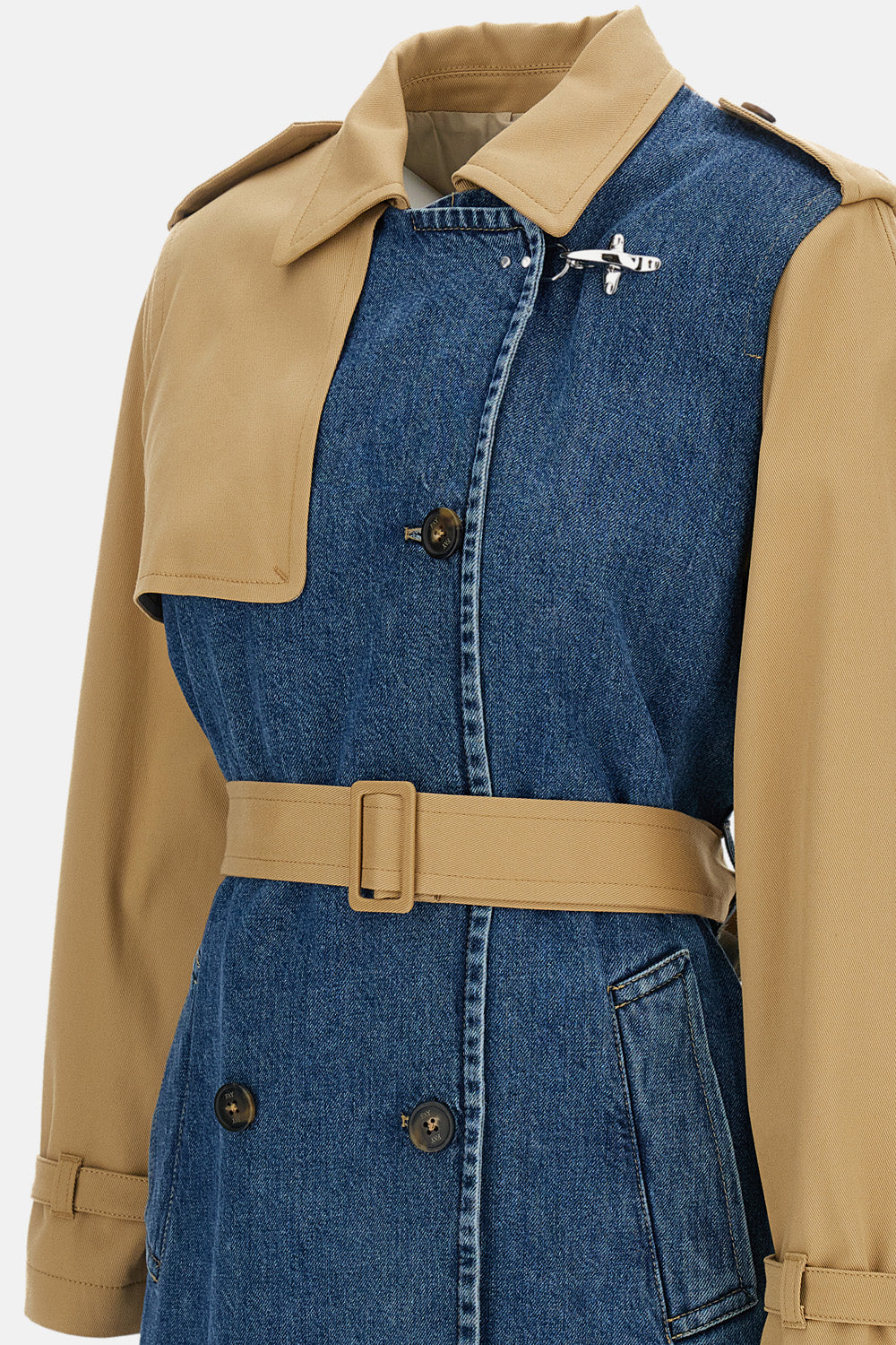 Fay Women Cotton Drill And Denim Trench Coat FAY