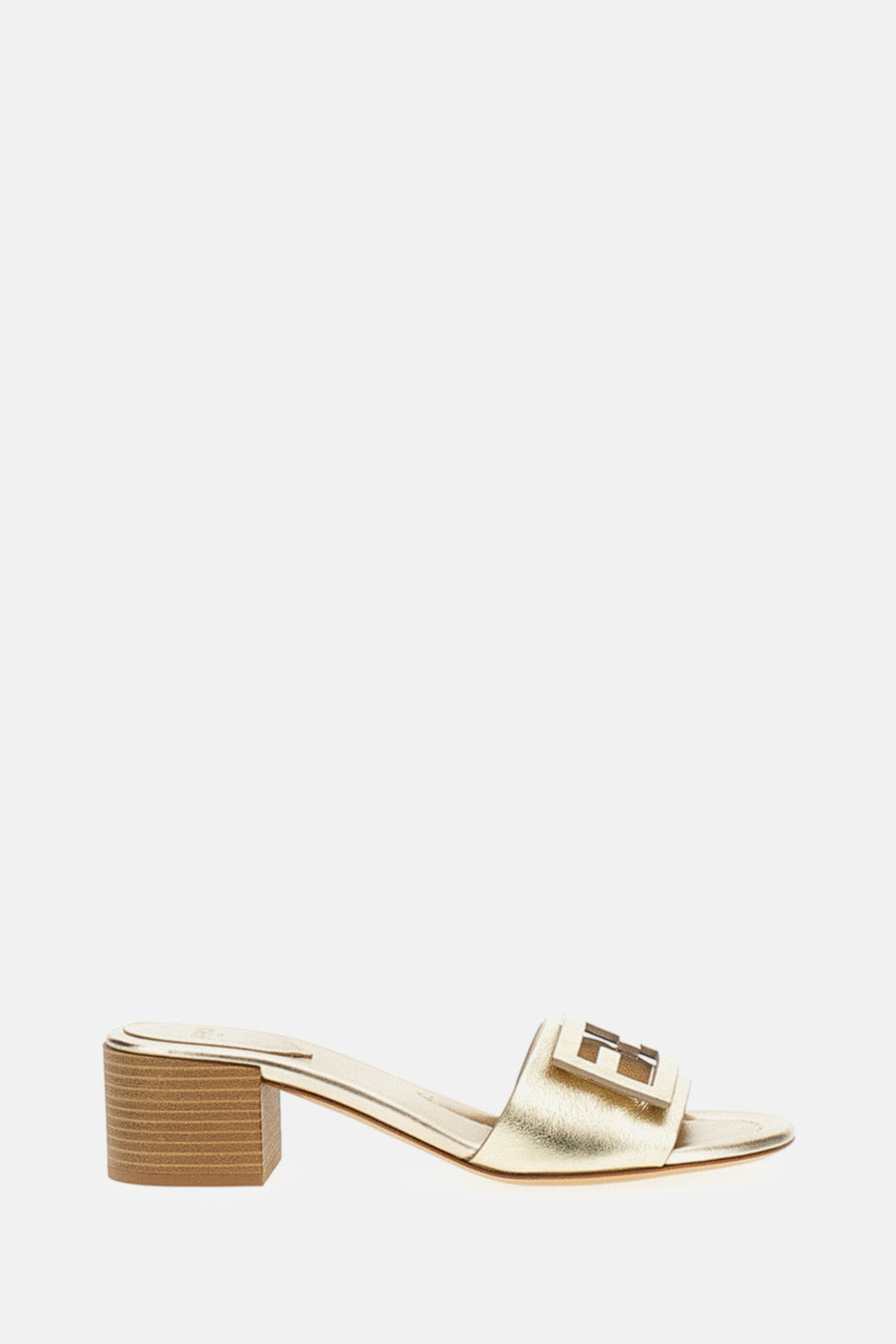 Fendi Women Platinum Leather Slides FENDI