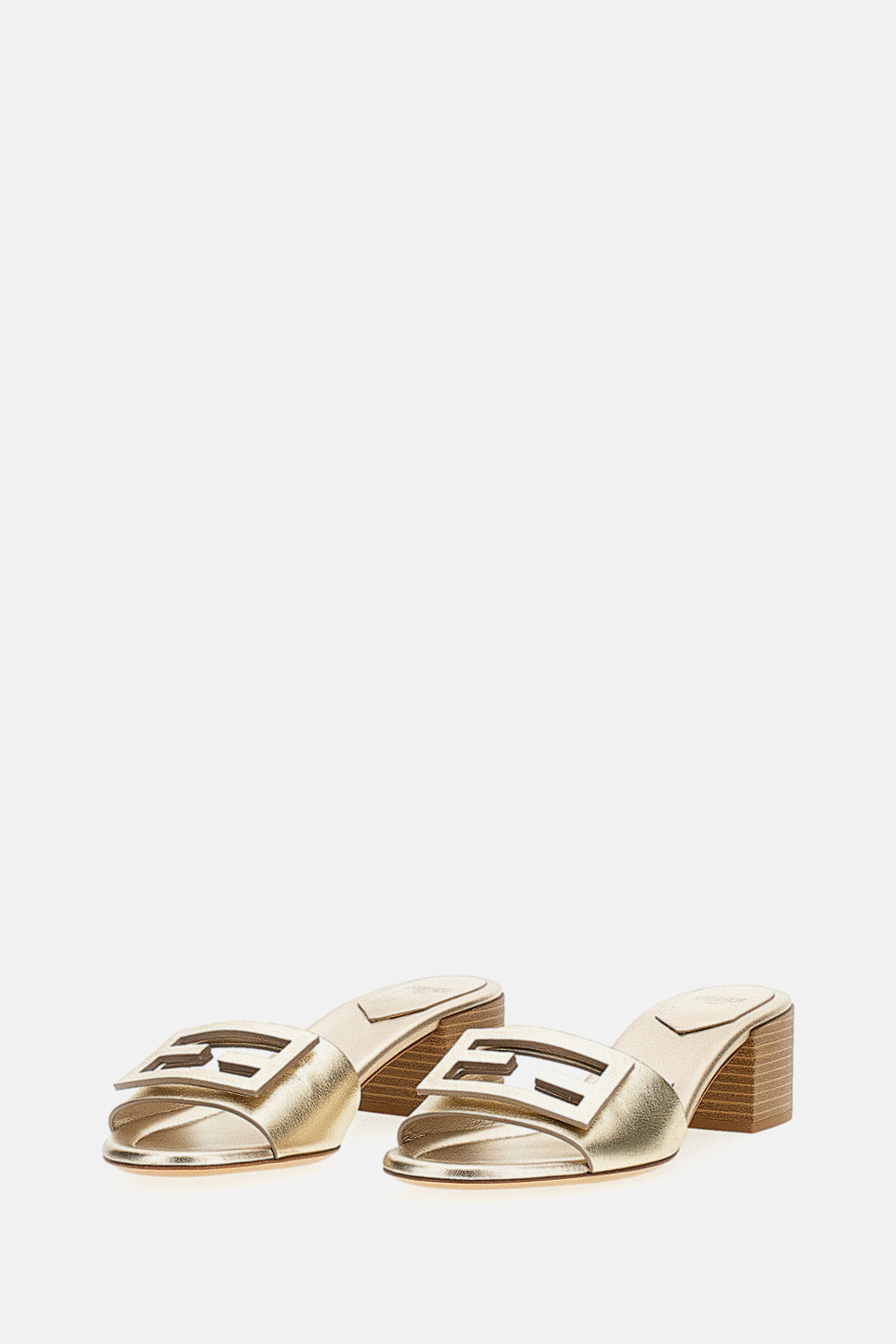 Fendi Women Platinum Leather Slides FENDI