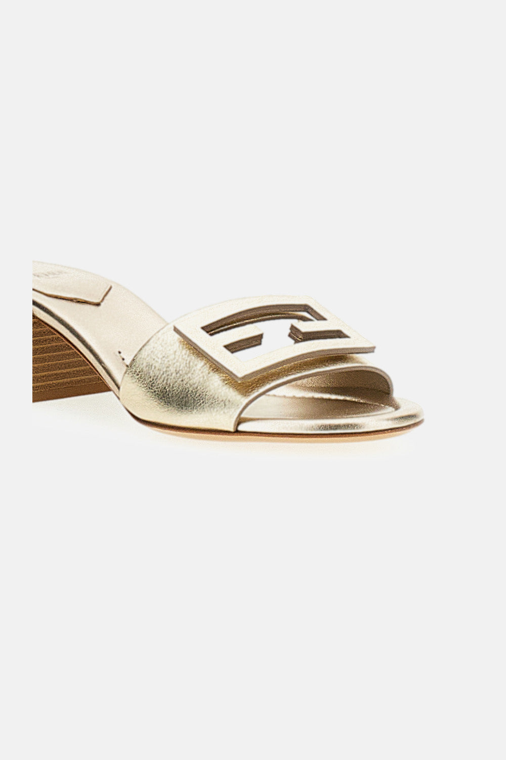 Fendi Women Platinum Leather Slides FENDI