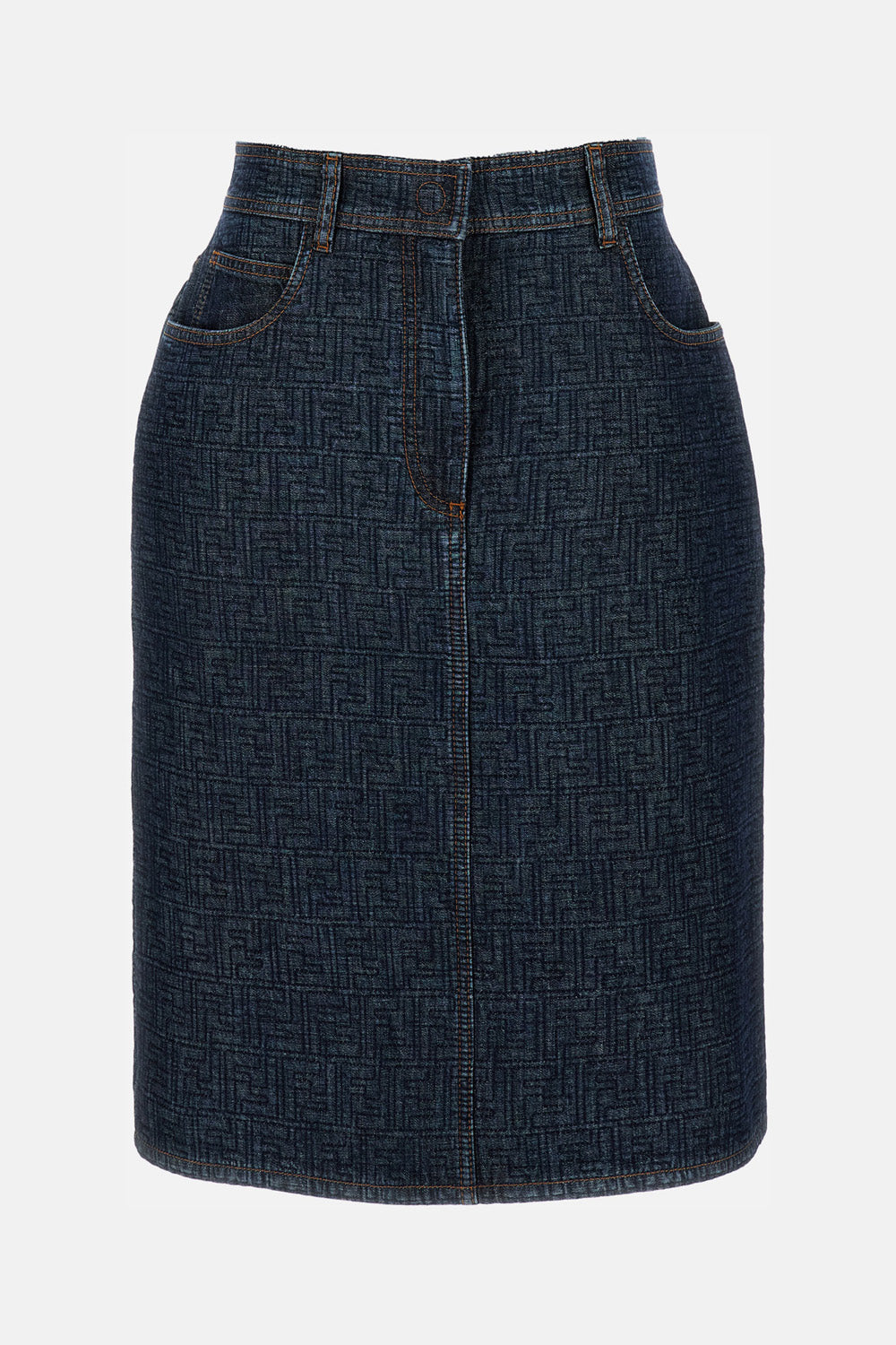 Fendi Women Ff Padded Denim Skirt FENDI
