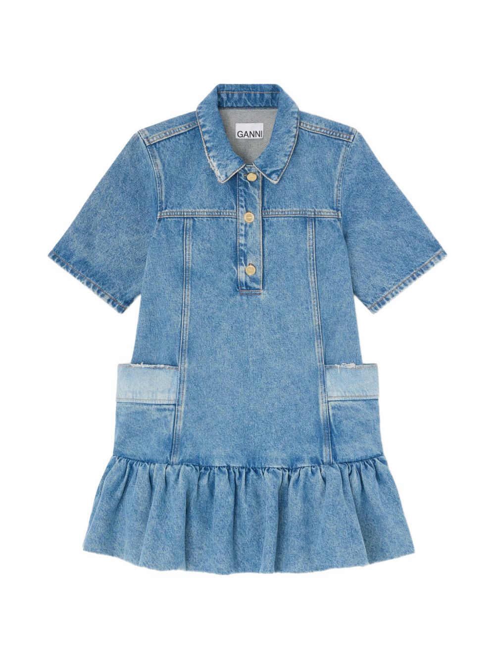 Ganni Women Denim Cotton Mini Dress GANNI