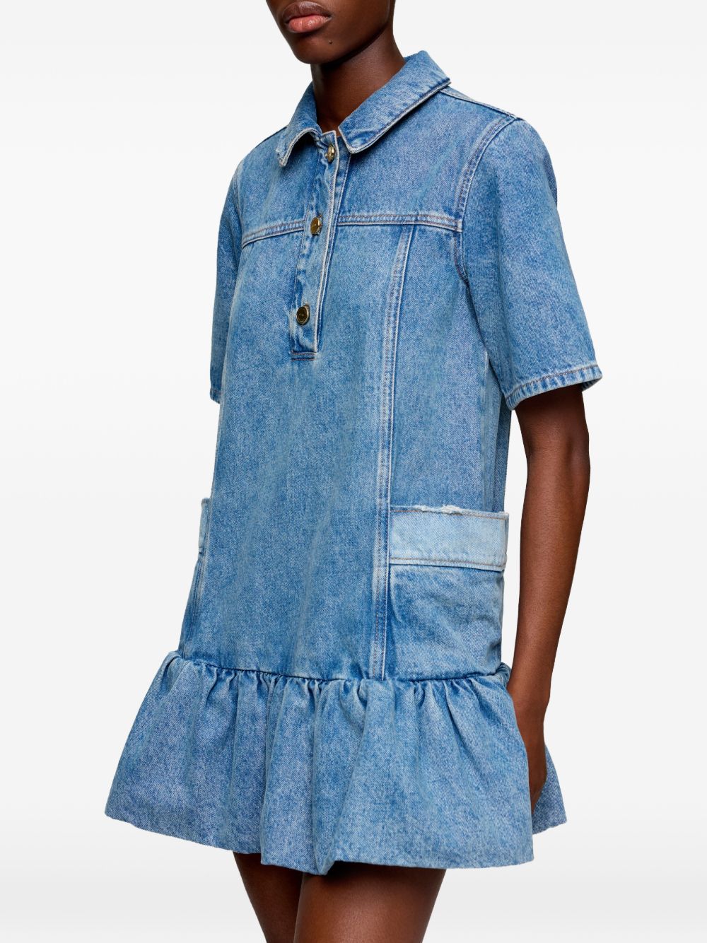Ganni Women Denim Cotton Mini Dress GANNI